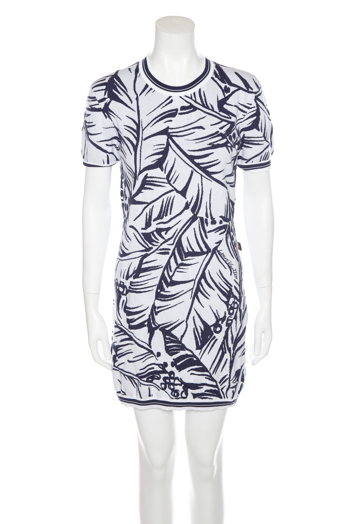 Louis Vuitton 2024 Blue and White Palm Print Mini Dress SZ M