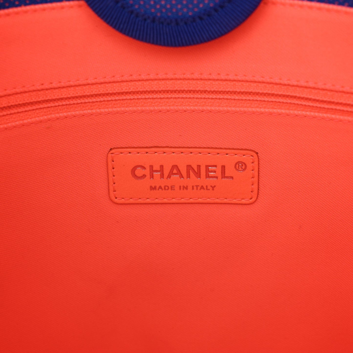Chanel Mixed Fibers Mini Deauville Tote Blue Orange