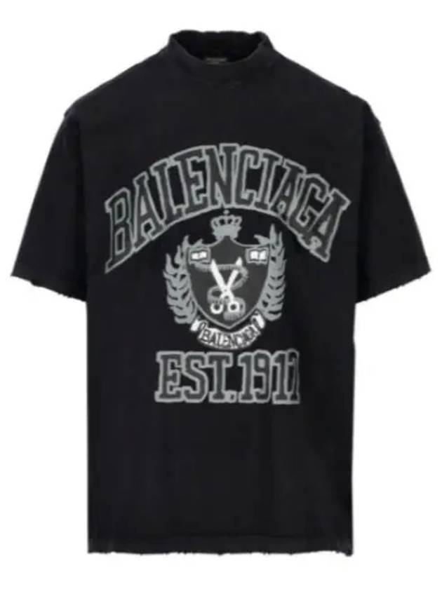 Luxury Balenciaga Trending 2025 DIY College Medium Fit Short Sleeve T-Shirt Black