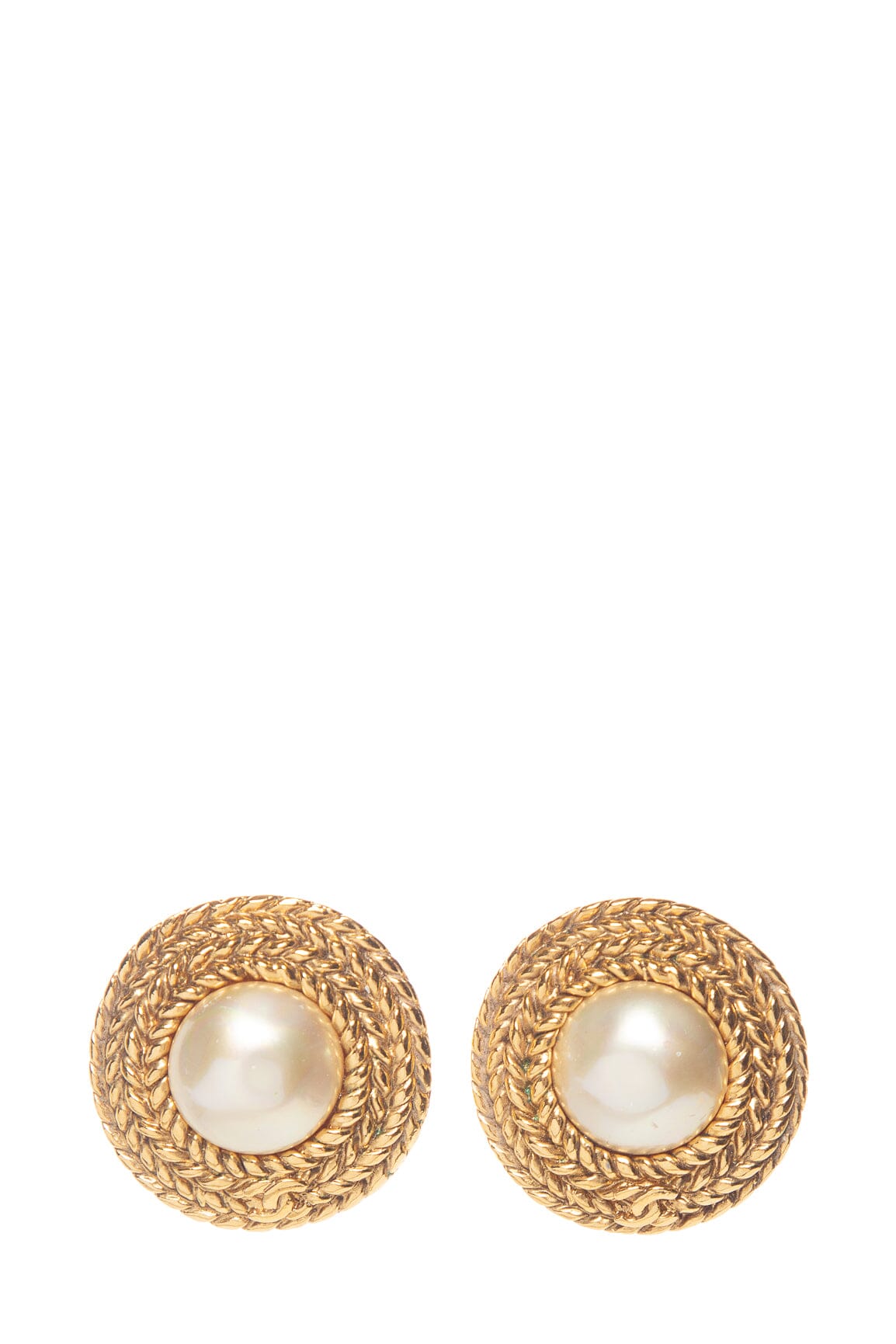 Chanel   Gold Braid & Pearl Clip Earrings