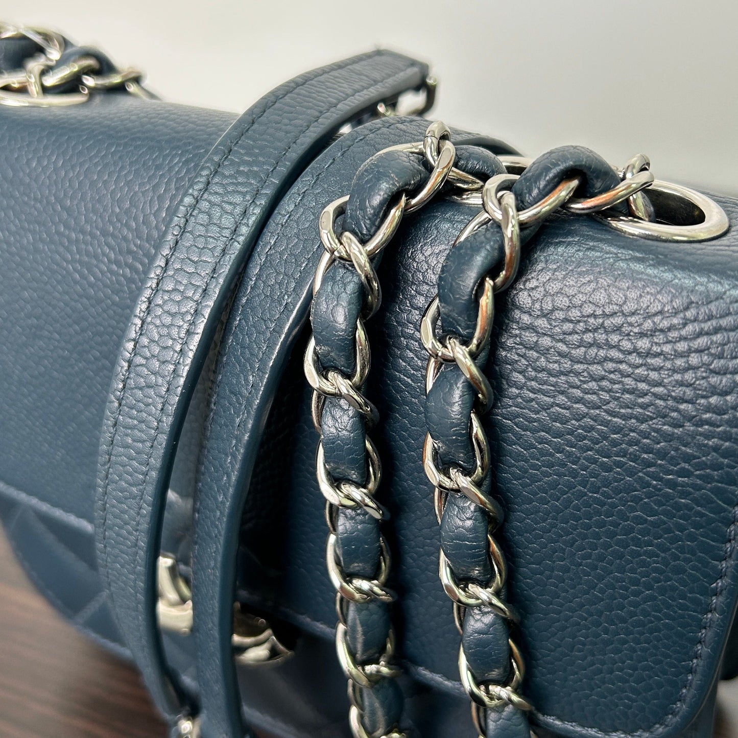 Chanel Half Coco Matelasse Chain Shoulder Bag Navy blue Leather LB116527