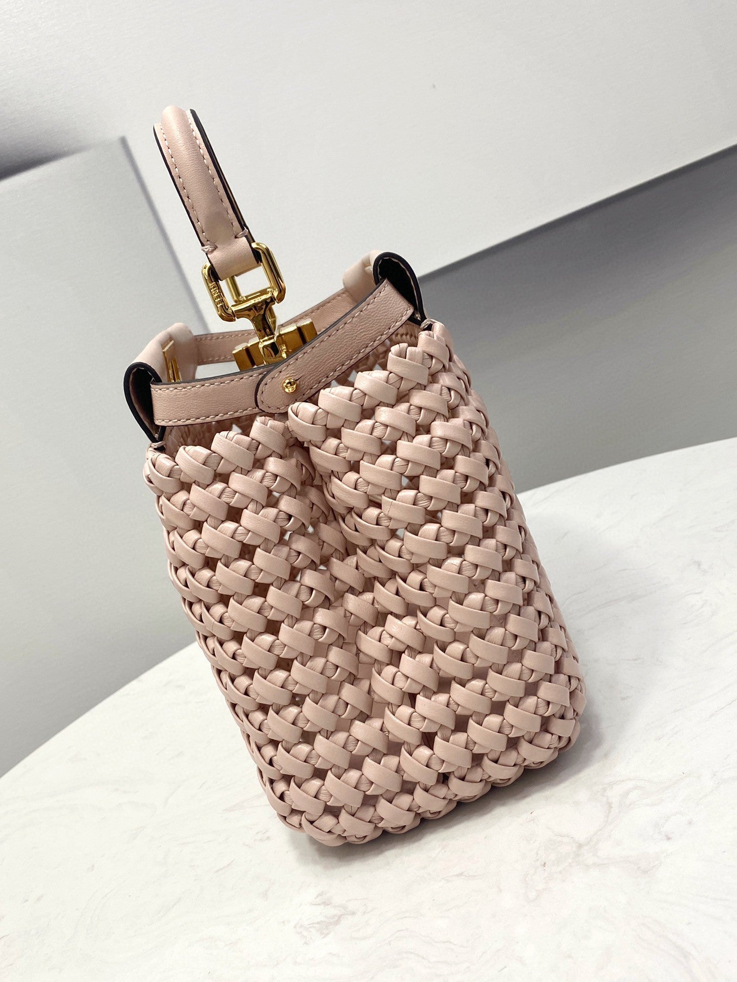Top QualityTop Quality Peekaboo Mini Pale Pink Braided Bag For Woman 18cm/7in