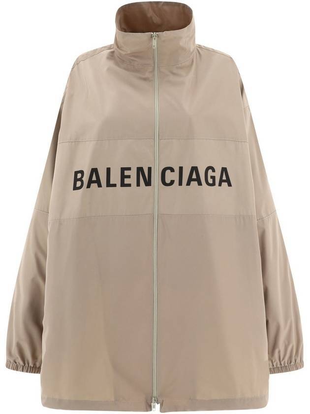 Luxury Balenciaga Trending 2025 Logo Print Zip-up Jacket Beige