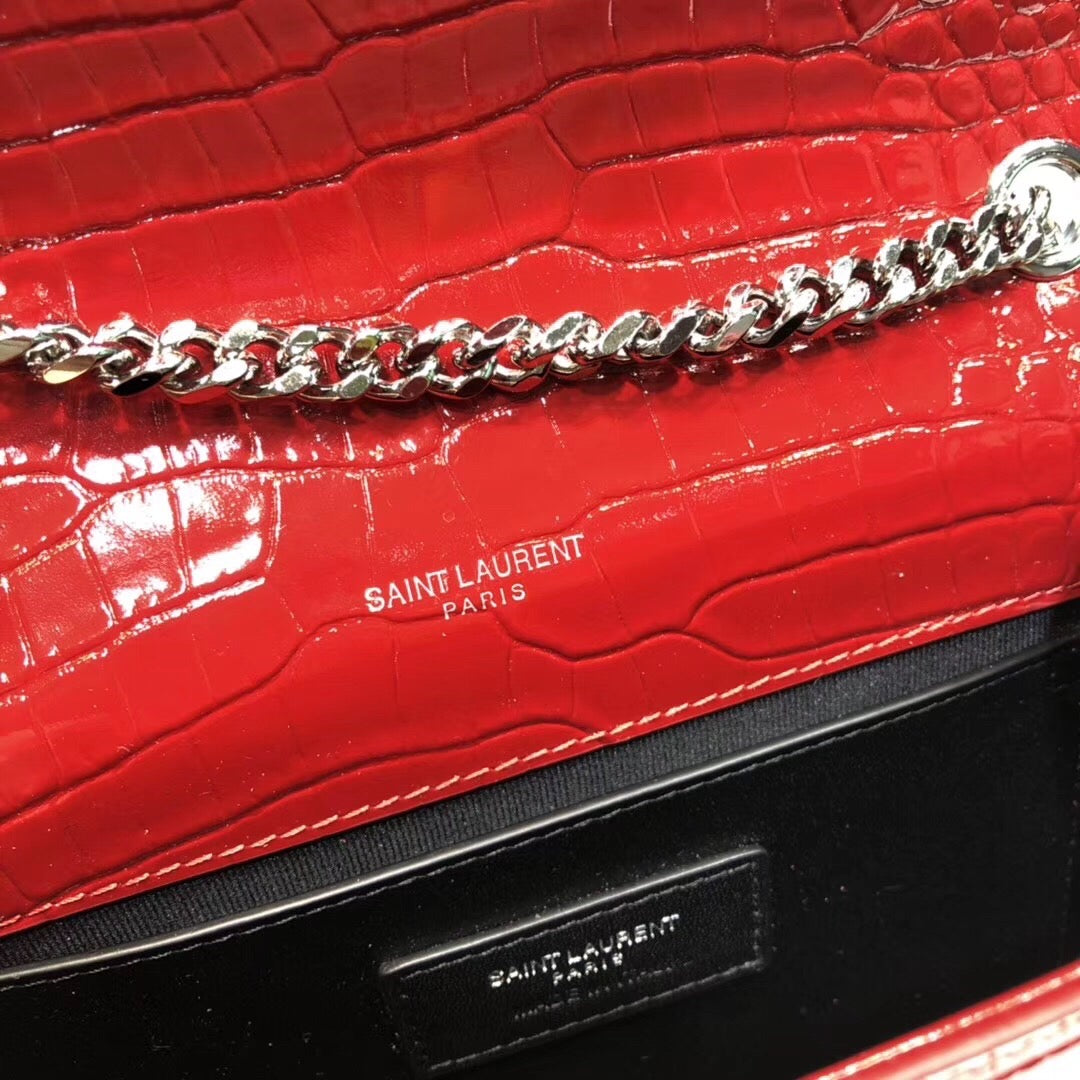 Top Quality Kate Small Chain Bag With Tassel In Embossed Burgundy For Women 7.8in/20cm YSL 