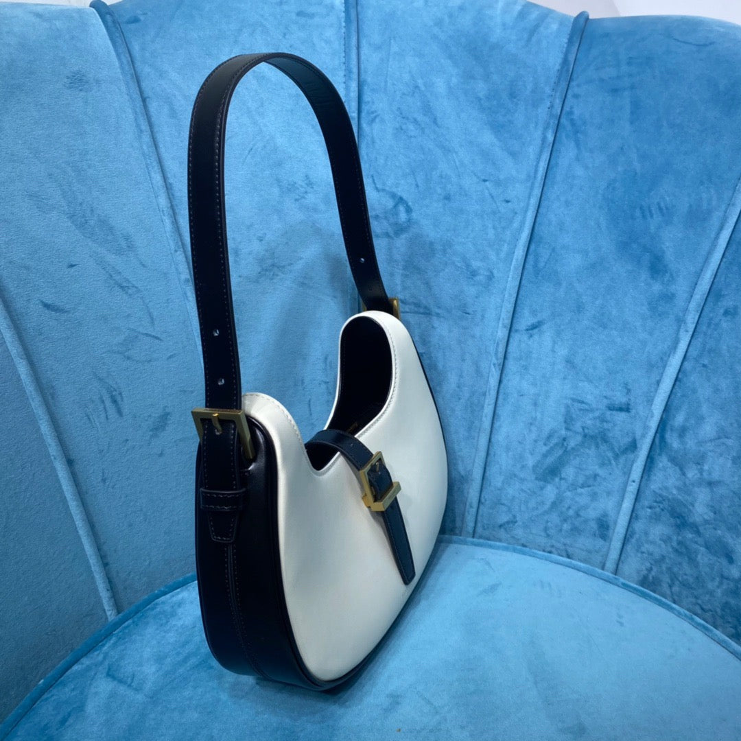 Top Quality Le Fermoir Hobo Bag White/Black For Women 9.5in/24cm YSL 
