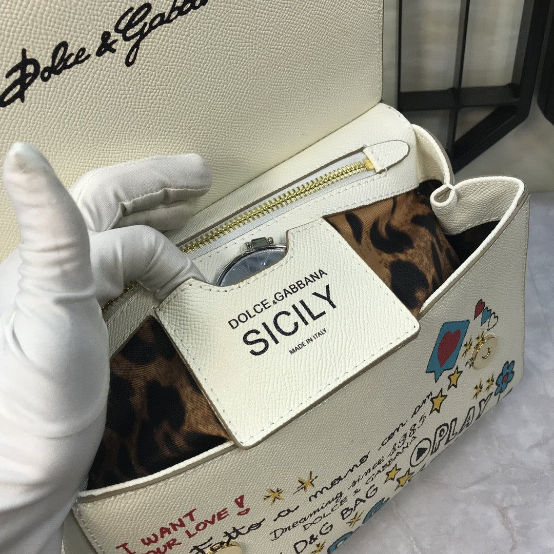 Top Quality MeTop Qualityum Sicily Handbag Unique Print Motifs Muticolour For Women 10.2in/26cm Top Quality
