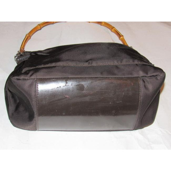 Gucci   Brown Canvas And Leather With A Bamboo Handle Accents Satchel