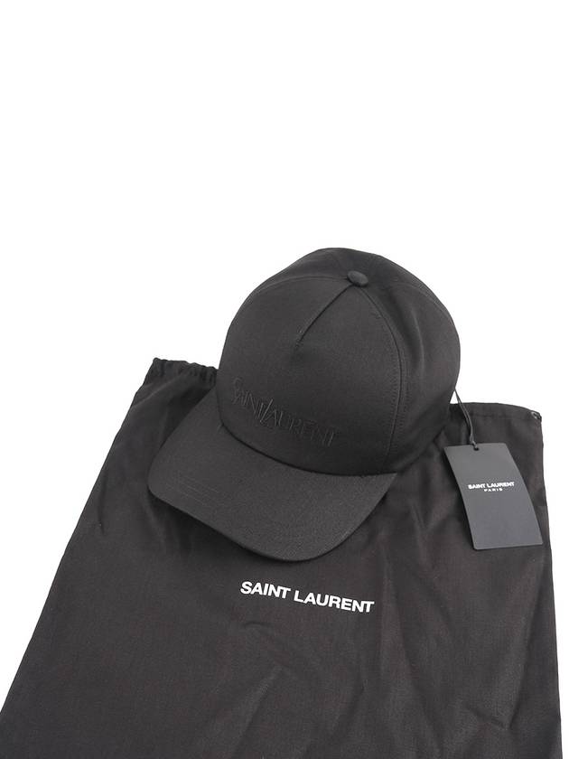 Luxury Saint Laurent Trending 2025 Embroidered Logo Gabardine Weave Cotton Ball Cap Black