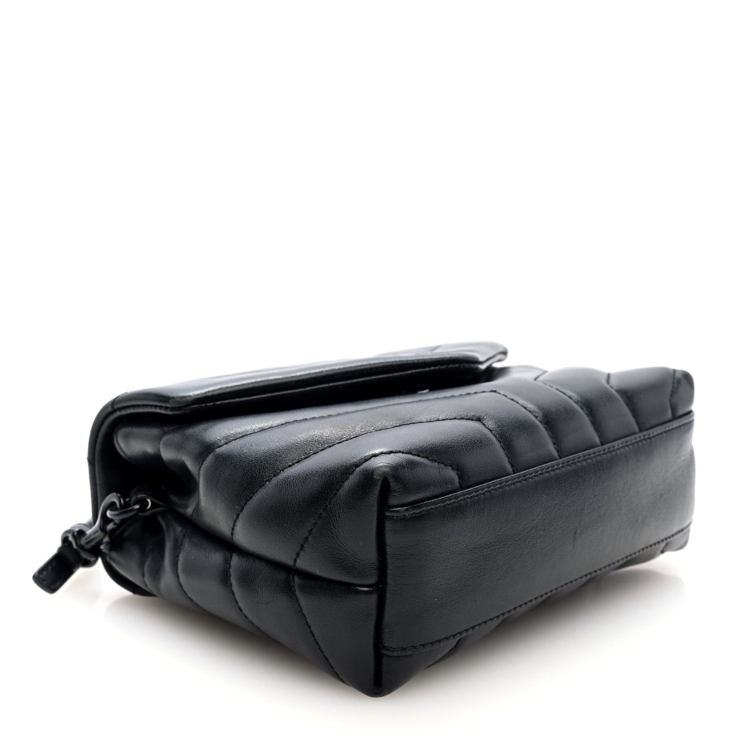 Saint Laurent Calfskin Y Quilted Monogram Monochrome Toy Loulou Crossbody Bag Black