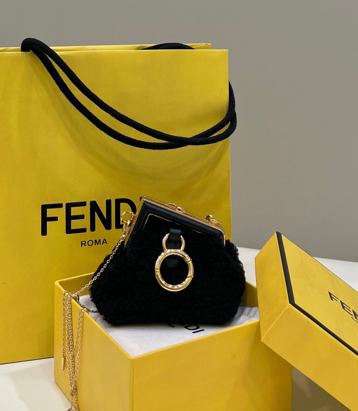 Top QualityTop Quality Top QualityTop Qualityrst Mini Black Mink Bag For Woman 11.5cm/4in