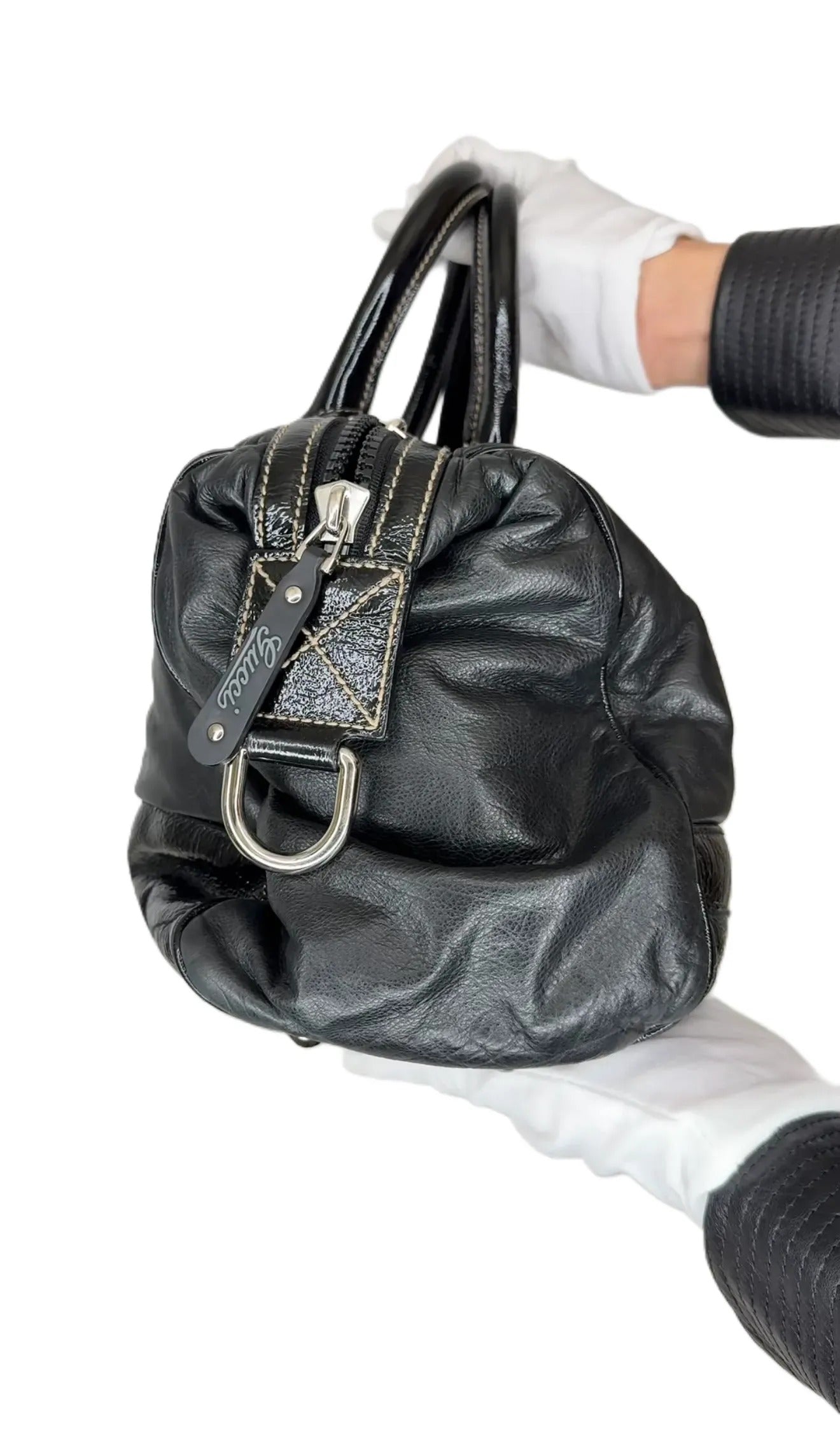 Gucci Medium Snow Glam Boston Bag - Black Handle EL-