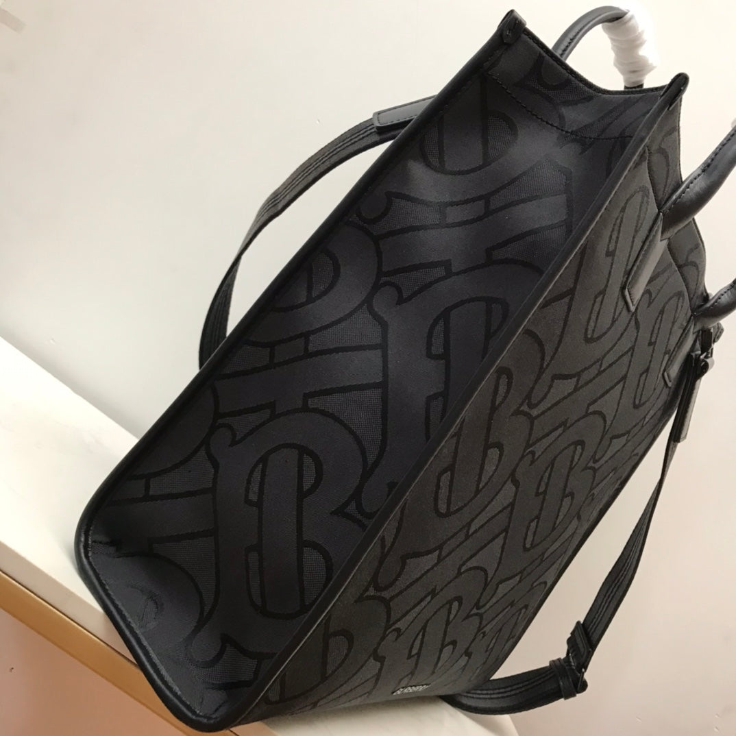 Top Quality Monogram Recycled Polyester Jacquard Tote Black For Women, Bags 14.8in/37.5cm