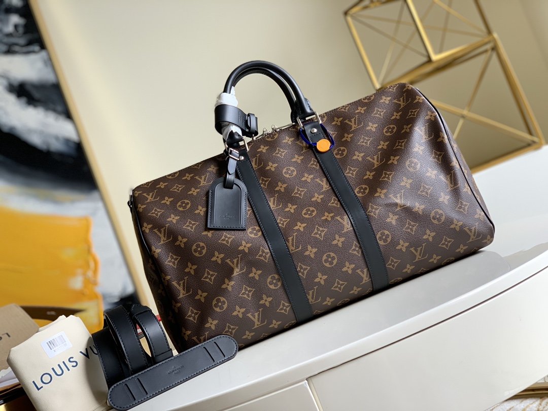 Top Quality Keepall Bandouliere 45 Monogram Macassar Canvas For Men, Bags, Travel Bags 17.7in/45cm Top Quality M56711