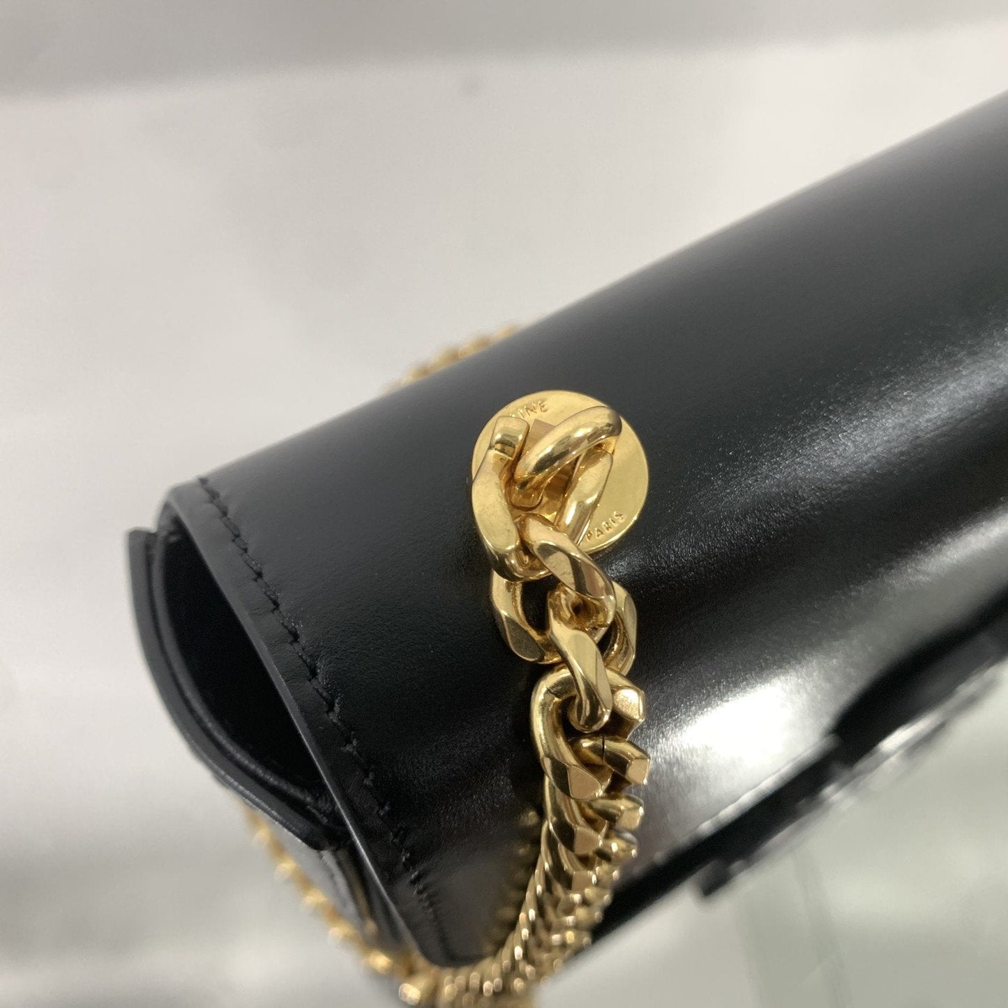 Top Quality Chain Shoulder Bag Cuir Triomphe Black For Women 7.9in/20cm