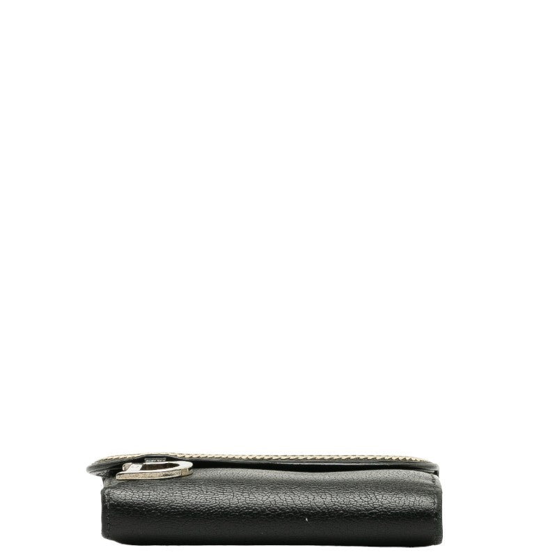 Double Folded Wallet Black Leather Ladies Dior