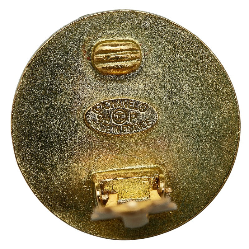 Chanel Coco Round Earring Gold Black   Chanel