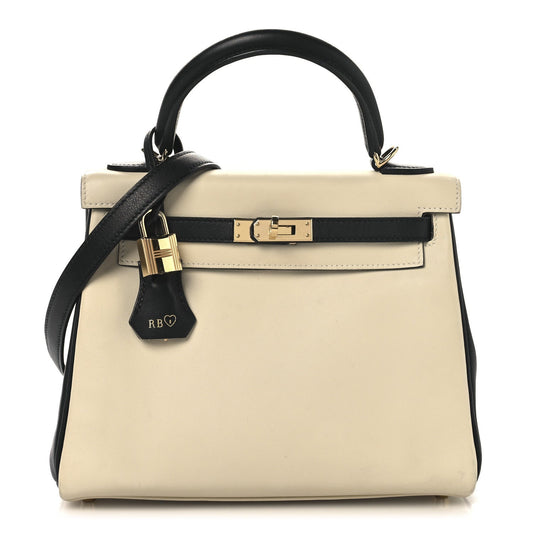 Hermes Swift Horseshoe Kelly Retourne 25 Craie Black