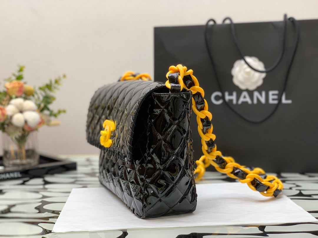 CHLVinyl Classic Black and Yellow Shoulder bag For Women 29cm/11.5in