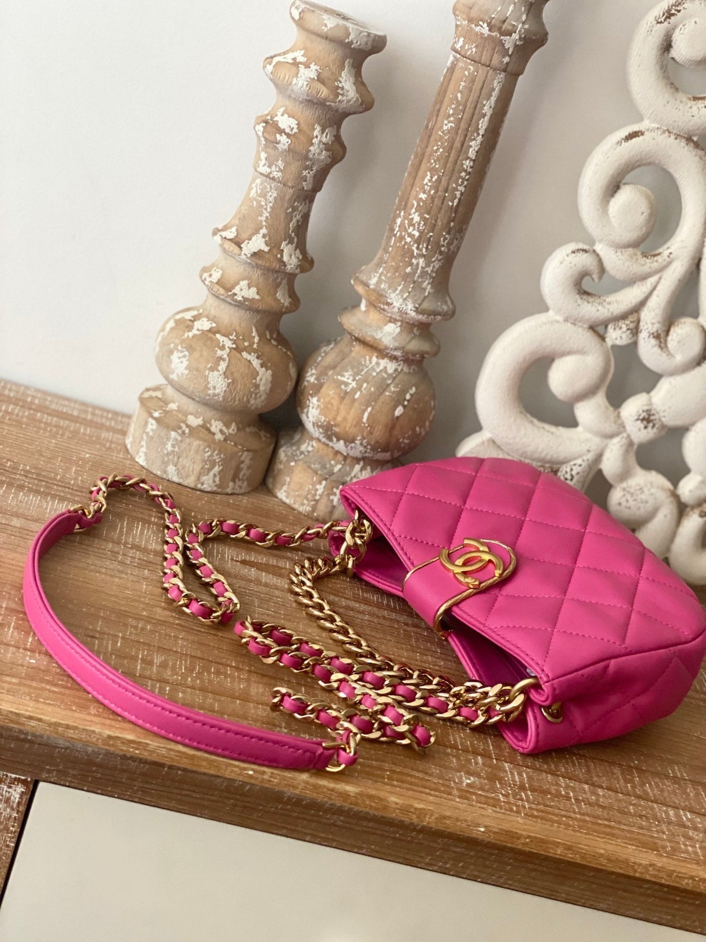 CHLSmall Hobo Bag Gold Hardware PiNike For Women Handbags, Shoulder Bags 7.5in/19cm