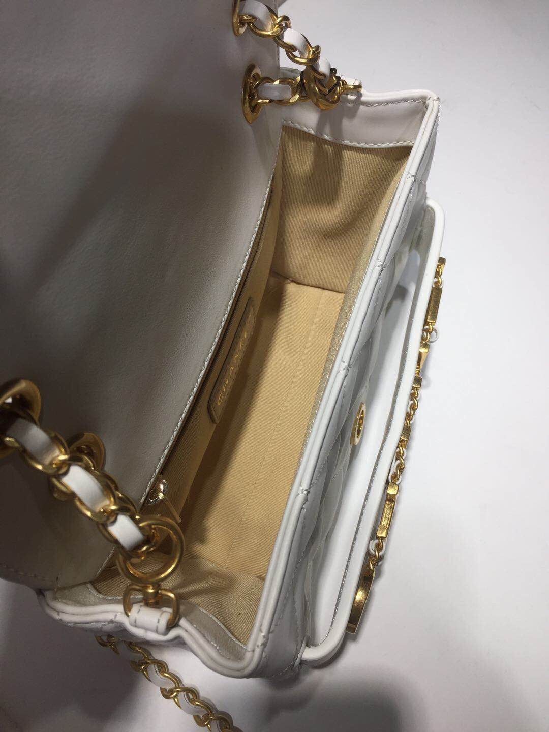 CHLFront Logo Small Flap Bag Gold Hardware Apricot For Women, Women’s Handbags, Shoulder Bags 8in/21cm AS1490