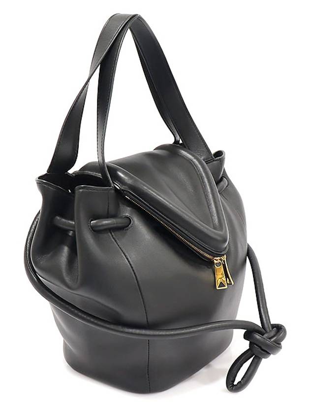 Luxury Bottega Veneta 666531 Black Vitello Nappa Gold Veil Bag Small 2WAY