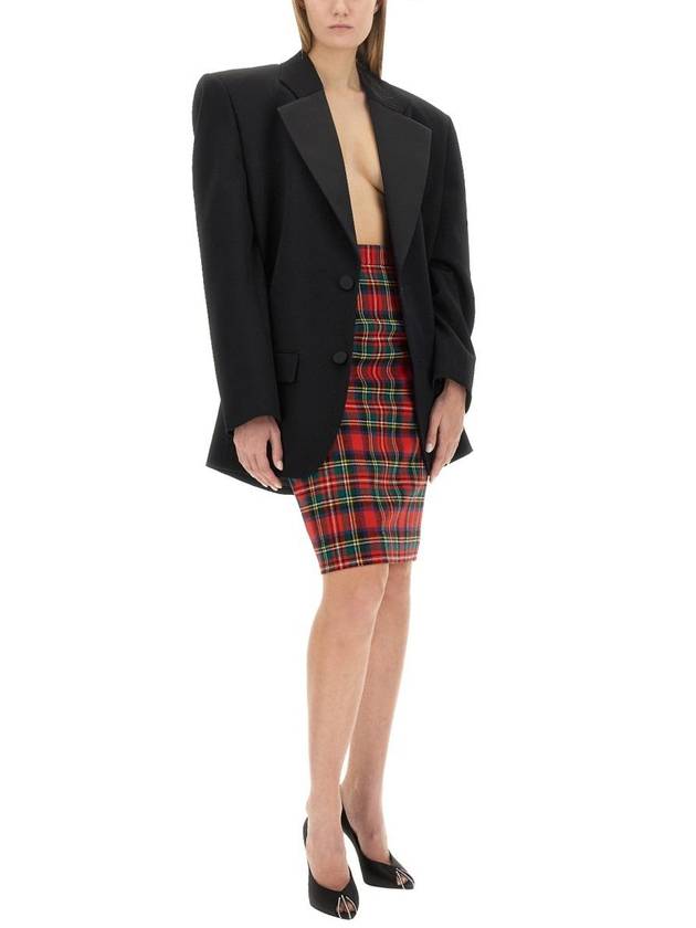 Luxury Saint Laurent Trending 2025 Tartan Motifwool Midi Skirt 763685 Y2H556363 B0010654442