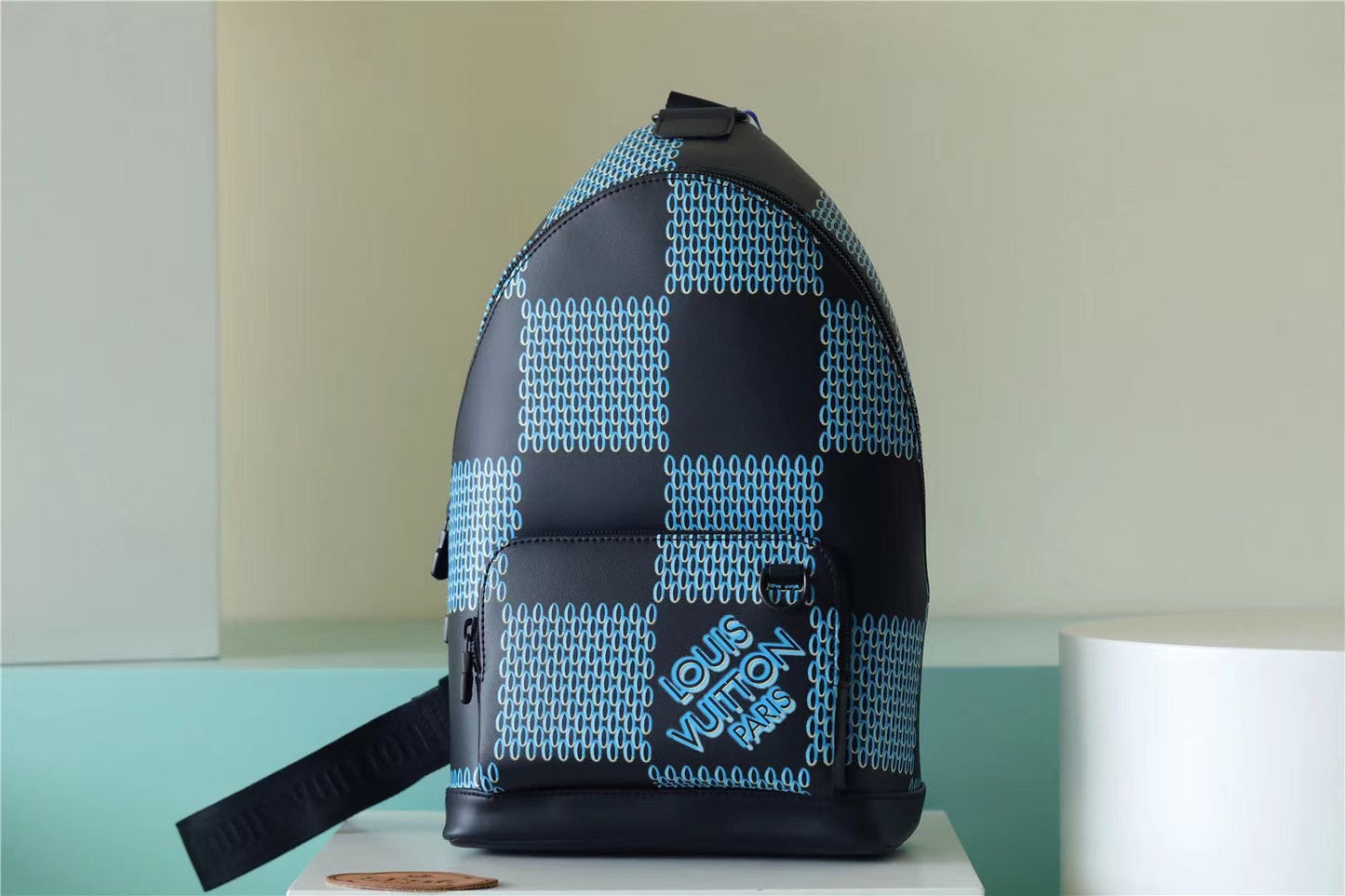 Top Quality Racer Damier Spray Blue For Men, Backpacks 16in/41cm Top Quality 