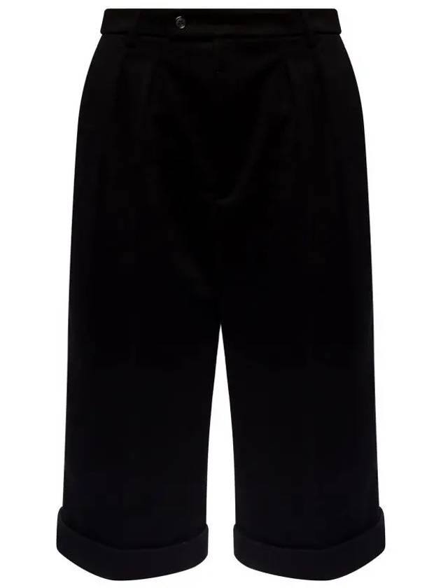 Luxury Saint Laurent Trending 2025 High Waist Crop Wide Shorts Black