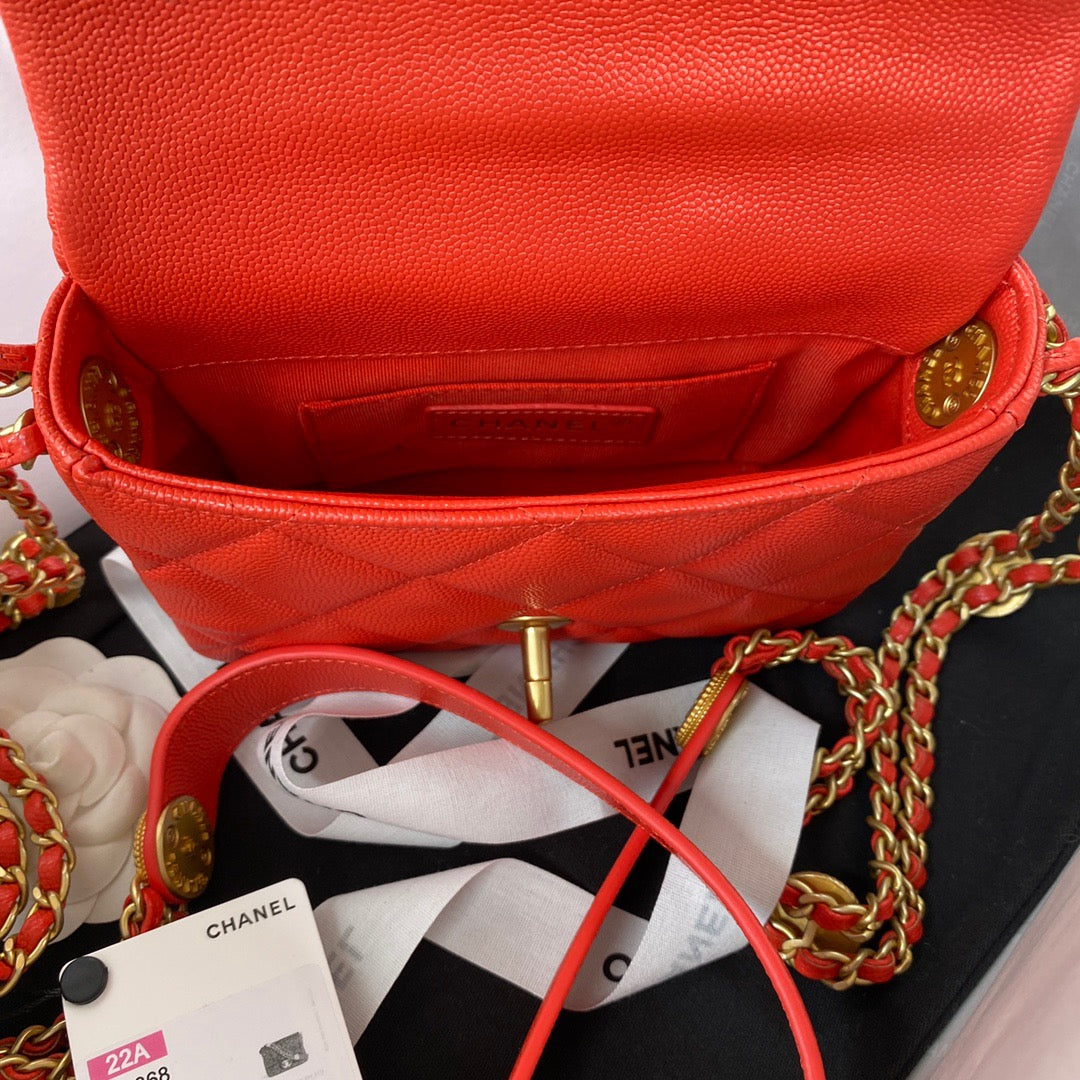 CHLMini Top Qualityap Bag With Top Handle Gold Hardware Red For Women Handbags, Shoulder Bags 7.9in/20cm AS2431 