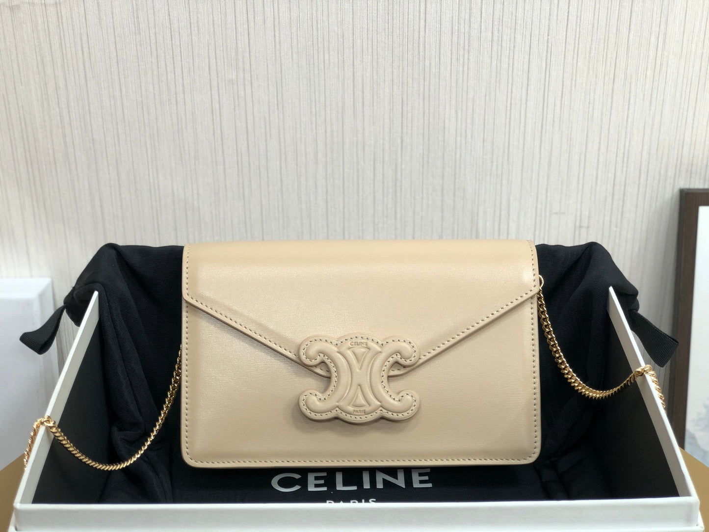 Top Quality Wallet On Chain Triomphe Beige For Women 7in/19cmÂ 