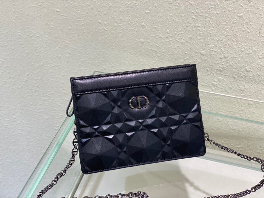 Top Quality Caro Zipped Pouch With Chain Black, For Women, Womens Handbags 7.5in/19cm CD S5106BNEM_M900