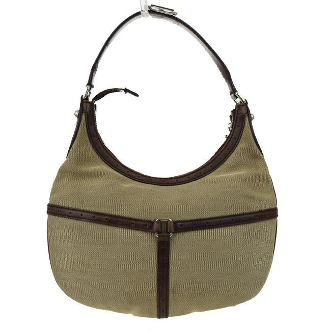 Gucci   Khaki Canvas W Red Green Accent Leather Canvas Hobo Bag