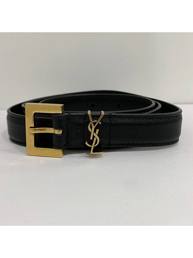 Luxury Saint Laurent Trending 2025 Monogram Square Leather Belt Black
