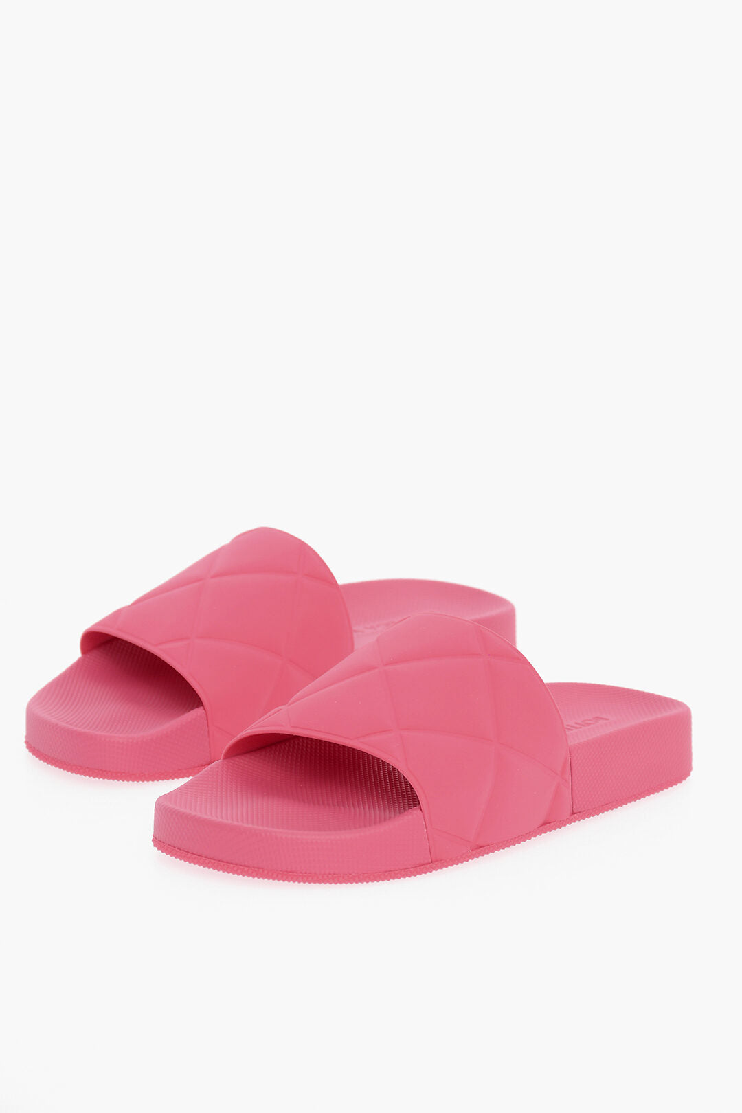 Luxury Bottega Veneta Matt Rubber Sliders With Intreccio Motif