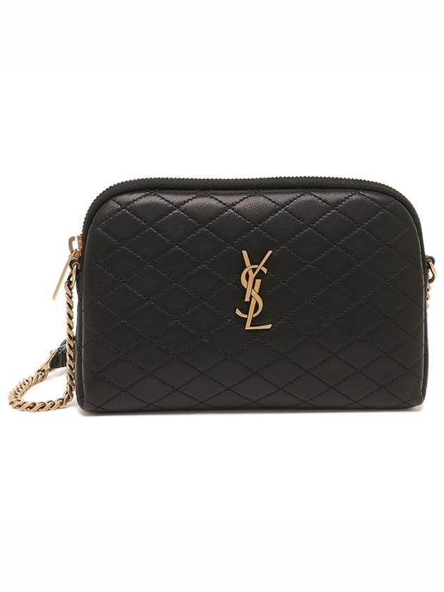 Luxury Saint Laurent Trending 2025 Gaby Quilted Lambskin Chain Cross Bag Black