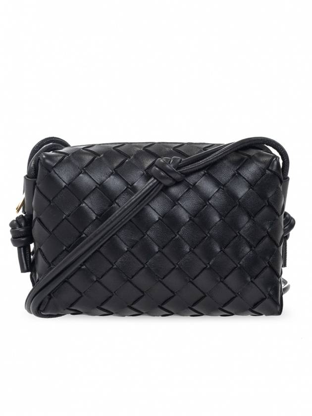 Luxury Bottega Veneta Intrecciato Loop Small Leather Cross Bag Black