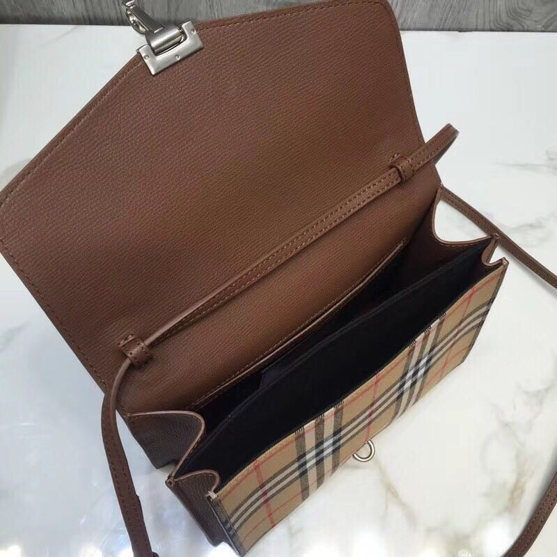 Top Quality Small  Check And Crossbody Bag Brown For Women, Women’s Bags 9in/24cm