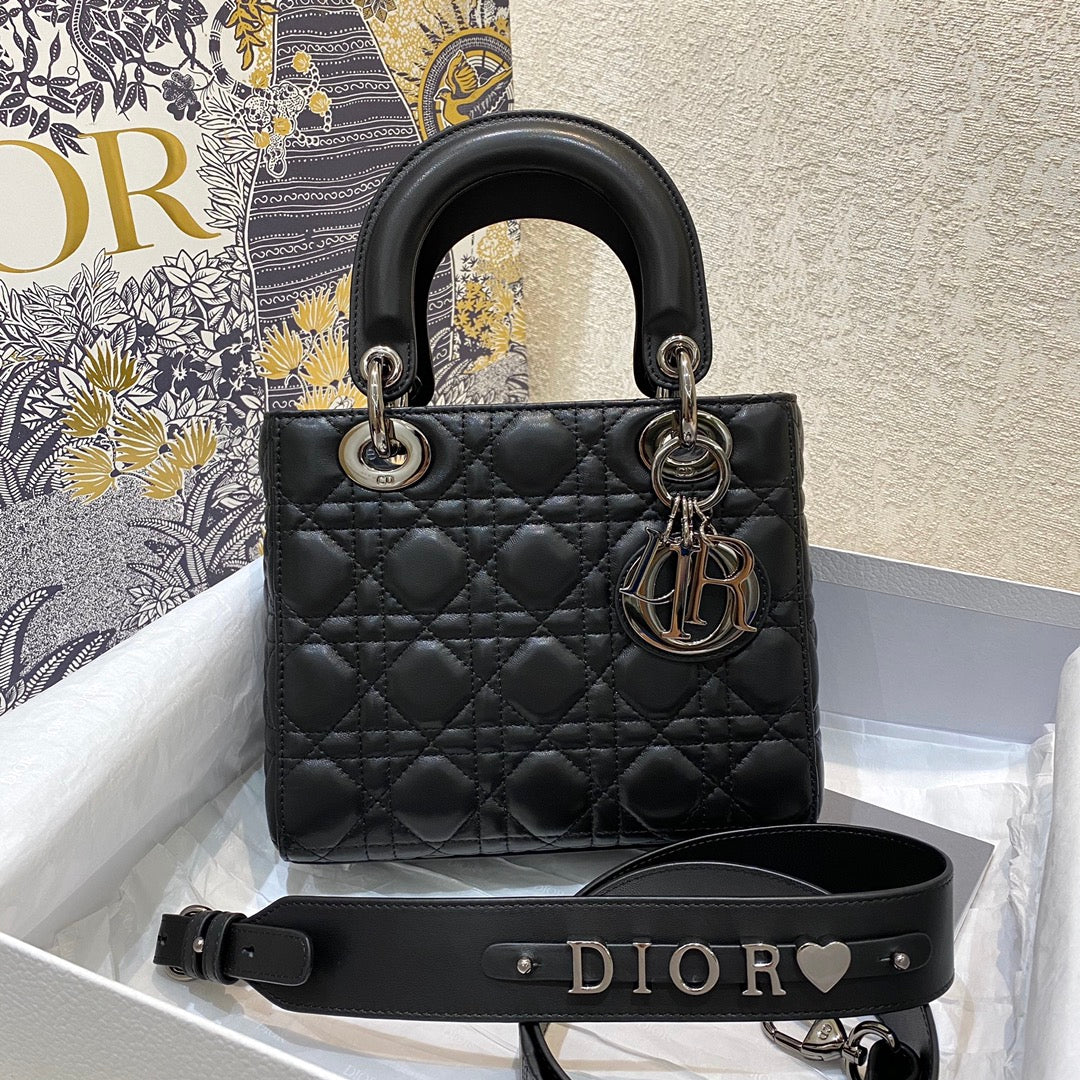 Top Quality Small Lady Bag Silver Hardware, Black, For Women Womens Handbags, Crossbody Bags, 20cm CD