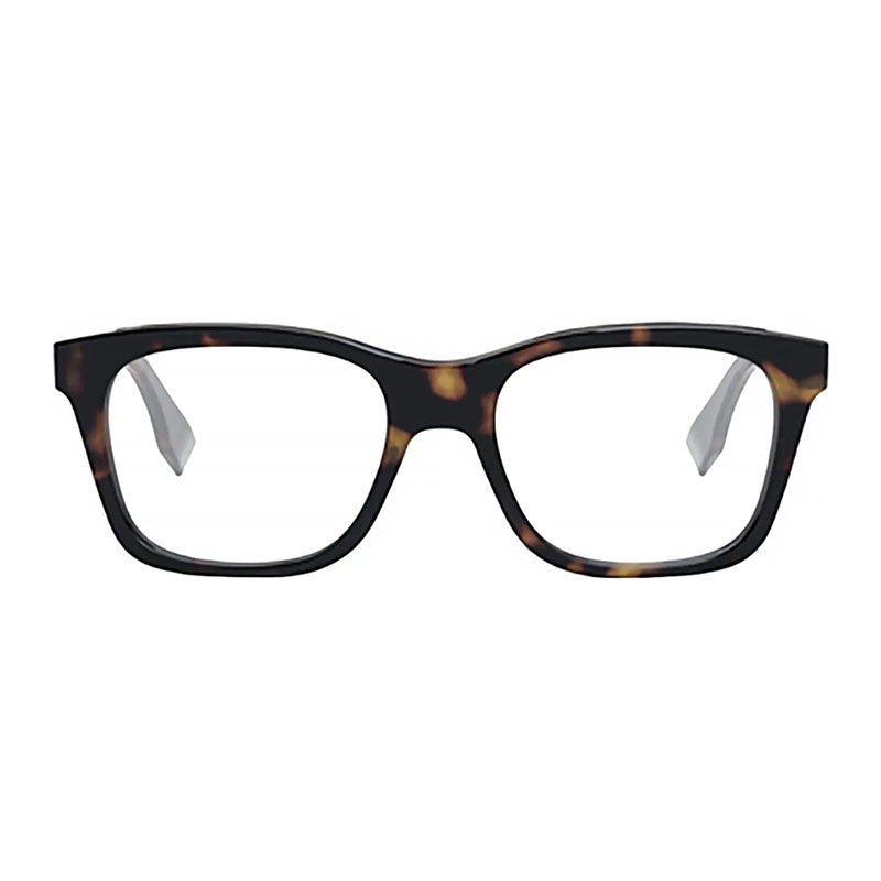 Fendi Eyeglasses Square Full Rim, Dark Havana Frame and Clear Demo Lenses Lens FE50030I052