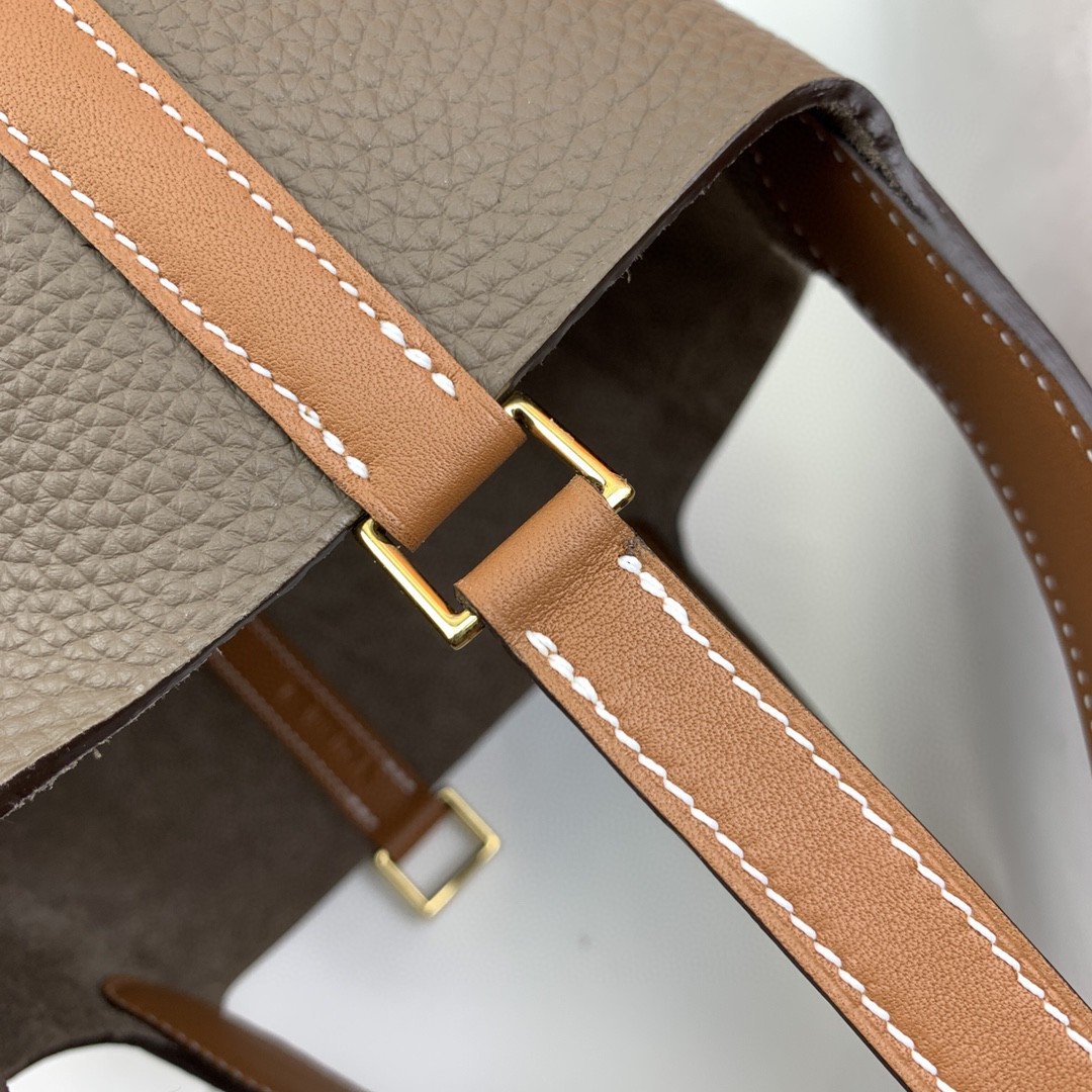 Top Quality Picotin Lock 18 Bag Etoupe/Brown With Gold-Toned Hardware For Women, Handbags 7.1in/18cm