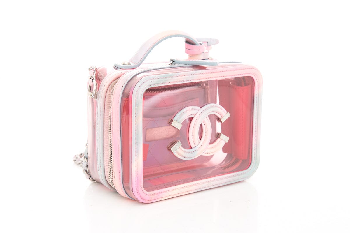 Chanel 2020 Pink PVC Patent Calfskin Small CC Vanity Case Handbag