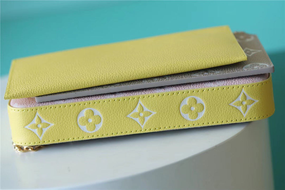 Top Quality Pochette Felicie Monogram Empreinte Pink/ Beige/ Yellow For Women,  Shoulder And Crossbody Bags 21cm/8.3in Top Quality M81359