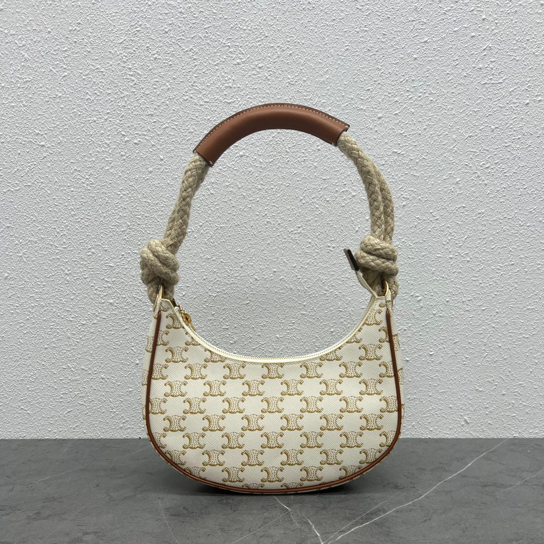 Top Quality MeTop Qualityum Ava Chain In Triomphe Canvas White For Women 10in/25cm