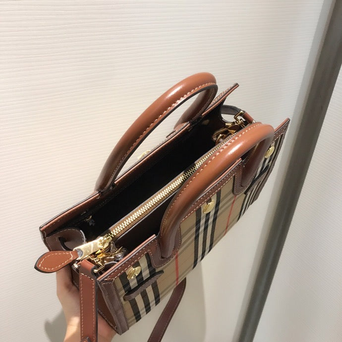 Top Quality Mini  Check Two-handle Title Bag Archive Beige For Women, Bags 10.2in/26cm 80252671
