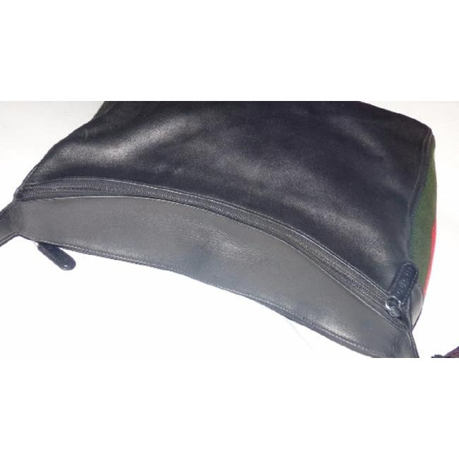 Gucci   Black With Red Green Stripe Leather Hobo Bag