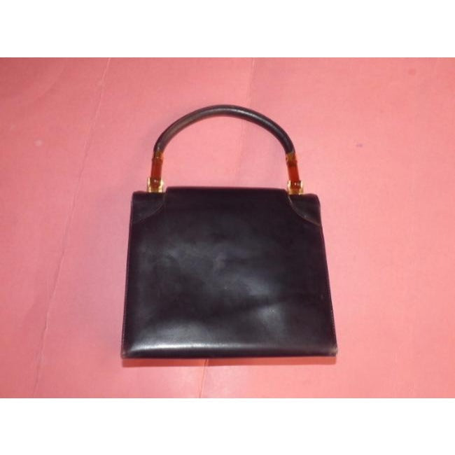 Gucci   Black With Tortoise Shell Lucite And Gold Accents Leather Satchel