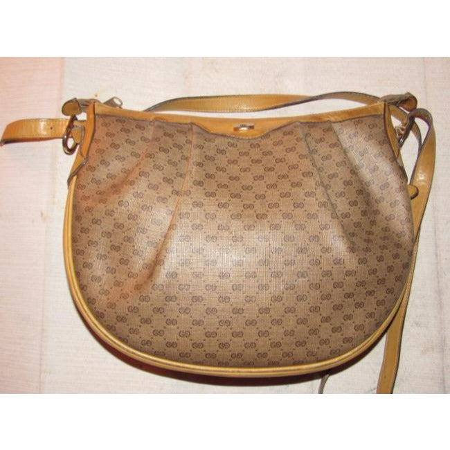 Gucci Sukey   Brown Small G Logo Print Coated Canvas And Camel Leather