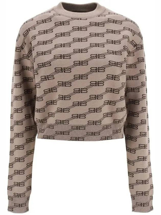 Luxury Balenciaga Trending 2025 BB Icon Jacquard Knit Top Brown