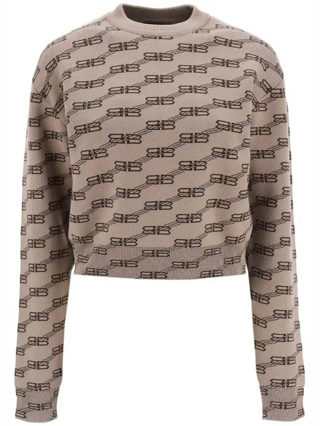 Luxury Balenciaga Trending 2025 BB Icon Jacquard Knit Top Brown