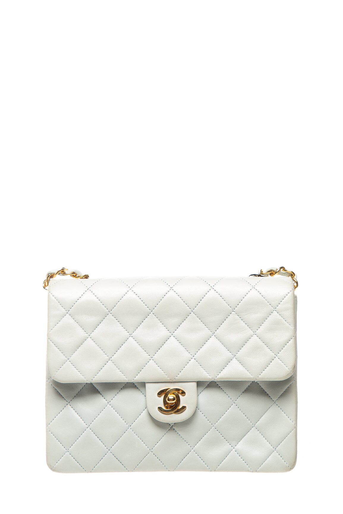 Chanel   (1991-1994) Powder Blue Square Flap Shoulder Bag